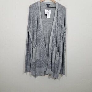 NWT Calvin Klein Jeans Sweater Open Front Cardigan with Pockets Gray Size XXL